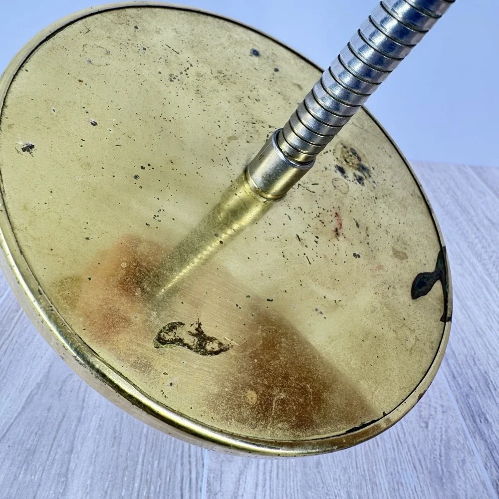 Vintage Brass Double Sided Vanity Mirror Gooseneck Hollywood‎ Regency MCM